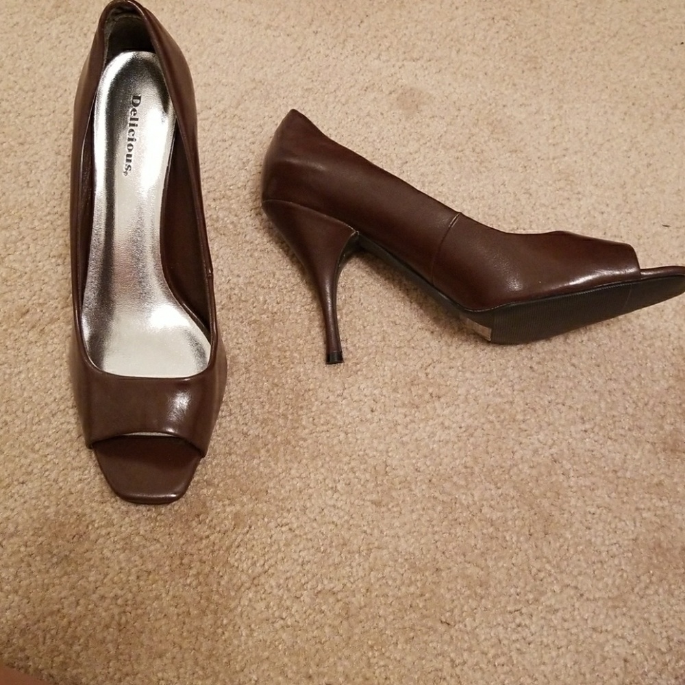 Dark brown Peek Toe Heels